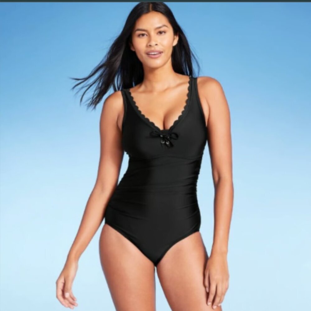 Kona Sol Women's Black One Piece Swim Suit Size 16, NWOT
